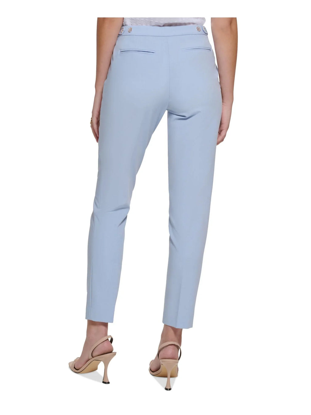 Zippered Petites Womens To Ankle Work Blue Wear CALVIN 6P Pants KLEIN Skinny Pocketed Light