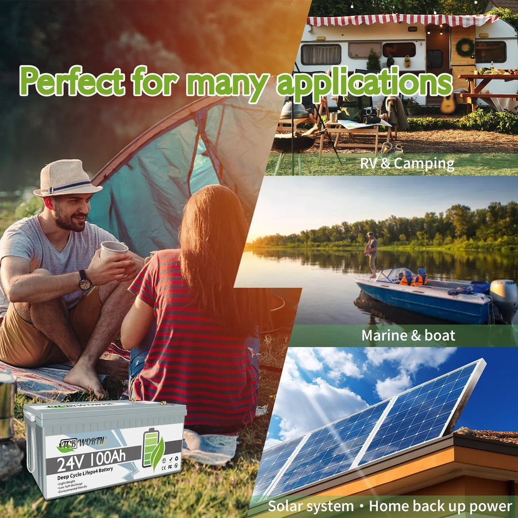10-Year Charger battery Boat. Grade included Cycle Batteries 29.2V Deep Lifetime, 24V Solar, BMS, Battery Trolling 100A Rechargeable, A with Marine, Lithium 4000+ LiFePO4 Cells, Motor, 8A for 100Ah