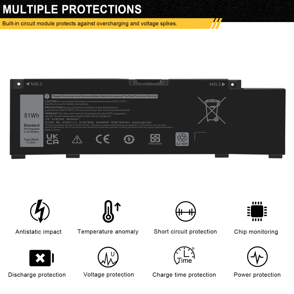 SE New 3500 G5 266J9 3590 5500 15 G3 3700 3790 15 Dell Fits Battery for 5505