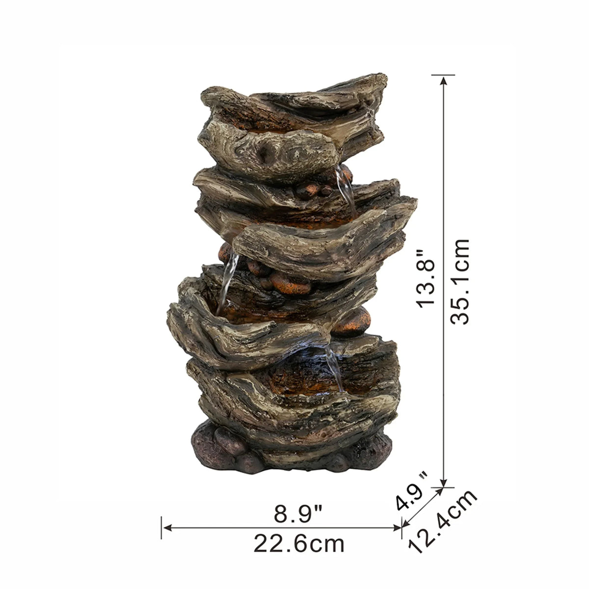 Cascading Tabletop Wood-Look 9x5x14 Fountain Your Enhance Space - 4-Tier inches -