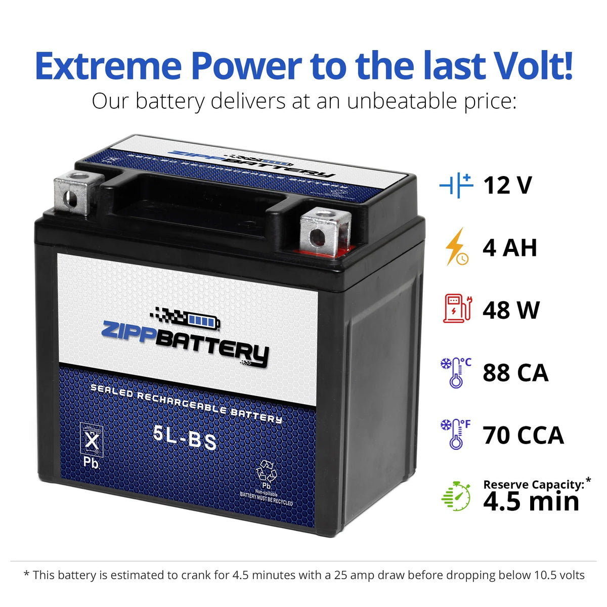 90Cc Polaris Battery for Battery 2003 Atv Ytx5L-Bs Outlaw Zipp Predator Sportsman