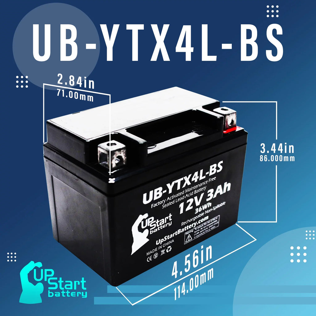 UB-YTX4L-BS Bombardier Maintenance 3Ah, 90CC 2-Pack Activated, Quest Factory - DS90, (Can-Am) 2008 Replacement Free, 12V, ATV DS90F, Battery