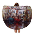 Oil 60 Towel Towels Beach Mat inch Beach Throw Tapestry Circular Canvas on Boats Red Travel Painting Roof Circle Round SIDONKU Blanket Island Harbor
