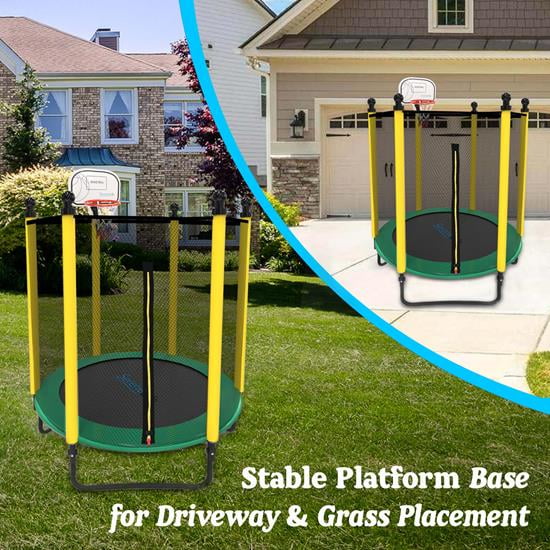Green SereneLife with Trampoline, Trampoline Enclosure Rectangle 10FT Jump Outdoor 5FT Net