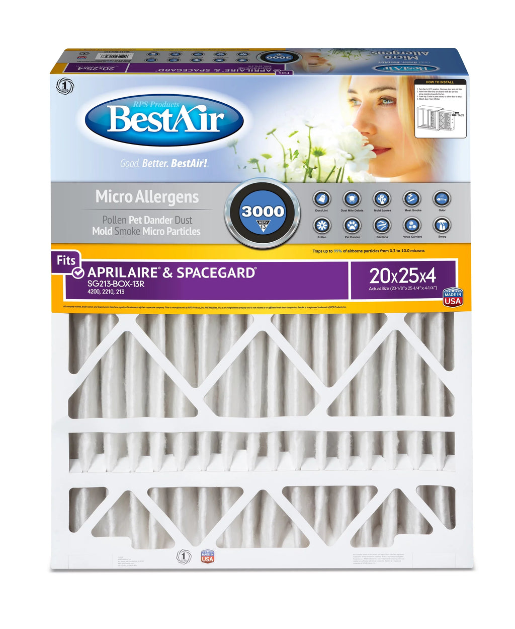 3000 Replacement 13 Filter BestAir AXP-213-13R-2 Series Furnace MERV