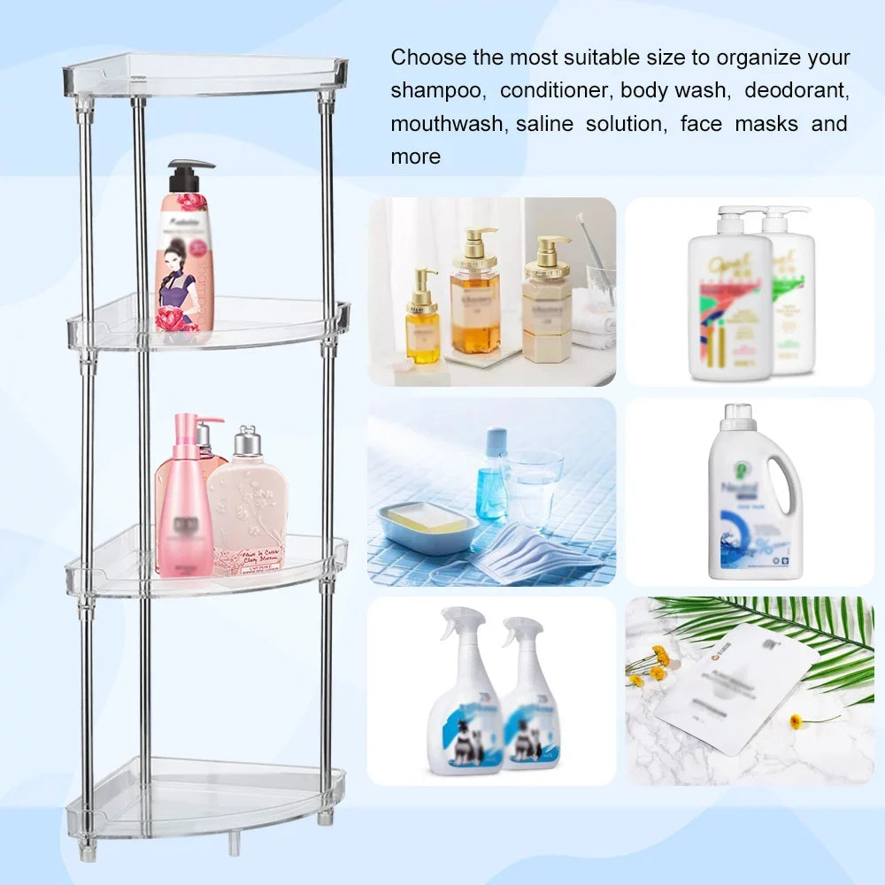 Free Organizing for Storage Caddy 2 Standing Stand 4-Tier Walmeck Corner Clear Countertops Shelves Bathroom Vanity