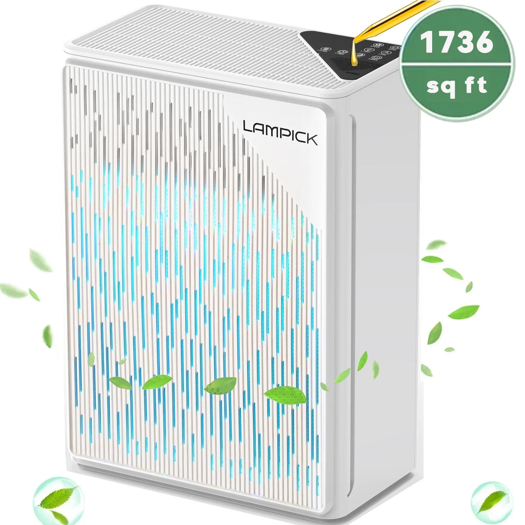 99.97% Sq of Remove with 1076 ft, HEPA Air Air Purifier LAMPICK Smoke Pet to Cleaner Hair Filter, up