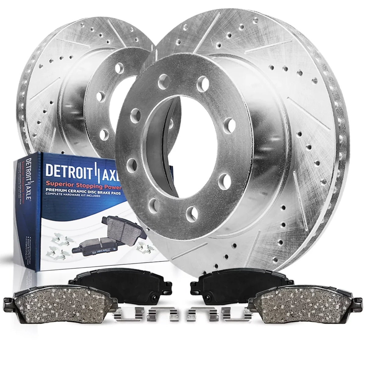 Front Slotted Drilled Detroit Axle inch 2002 Rotors for 2004 & - Brake Brake Kit Brakes Ford Replacement Duty 13.03" F-250 2000 Super 4WD 1999 : 2001 Pads Ceramic Rotors 1999-2004 F-350 2003 Excursion
