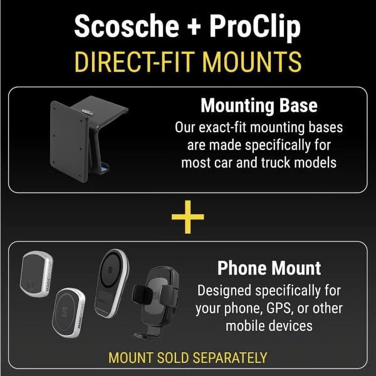 Dash with Mount Tundra Trucks PC854957 Center Only) 2014-2021 ProClip Toyota Scosche Compatible (Mounting Base