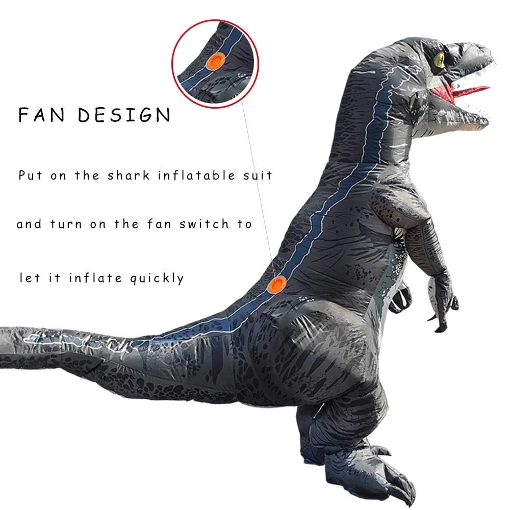 Full Costume Dinosaur Women Blow Body Grey DomKom Velociraptor Up Adult Costume T-rex Halloween Costume Inflatable Raptor Men