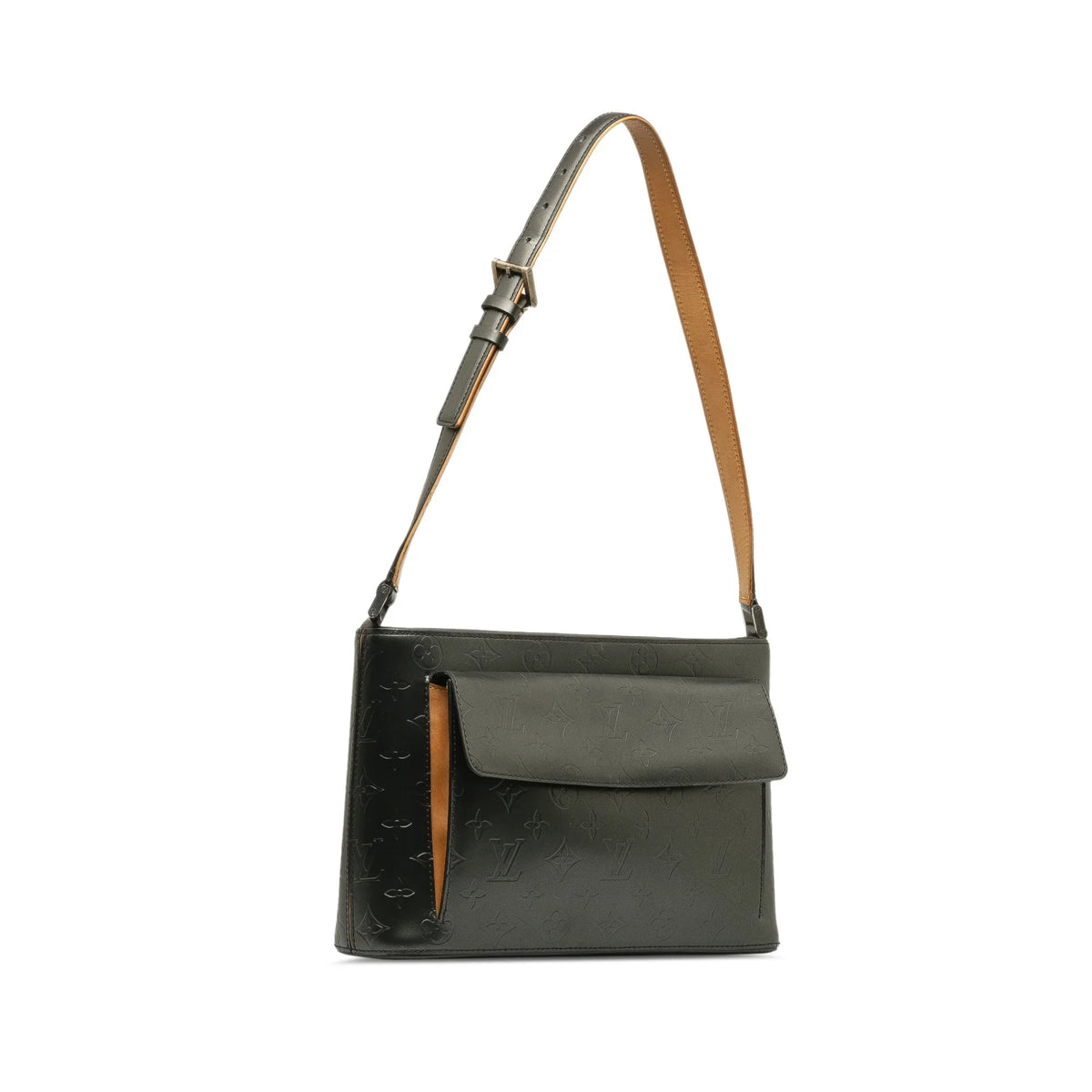 Leather Calf Shoulder (Good) Vuitton Bag Authenticated Monogram Gray Alston Pre-Owned Mat Louis Unisex