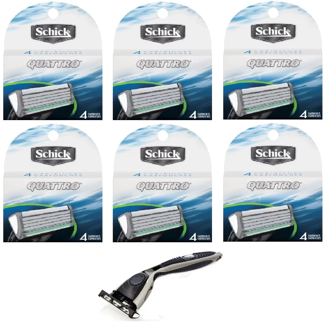'+ Refill 4 Ct. Pack) (6 Cartridges, Compatible Quattro Razor Schick