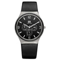 Black Leather Watch Day/Date IQ13Q994 Design Men's Quartz Danish Titanium Dial