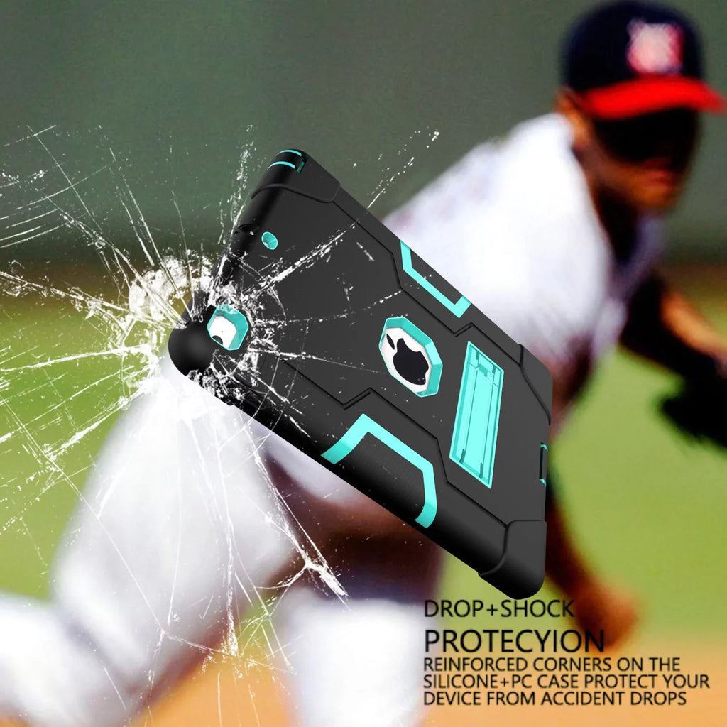 Armor 2018 A1823 2017/2018 Protective for Allytech 6th/5th 9.7 Layer Defender for 2017,iPad New (Black/Aqua) A1954 iPad Case,Three 9.7 A1822 Cover Apple Case iPad Shockproof Generation Case A1893
