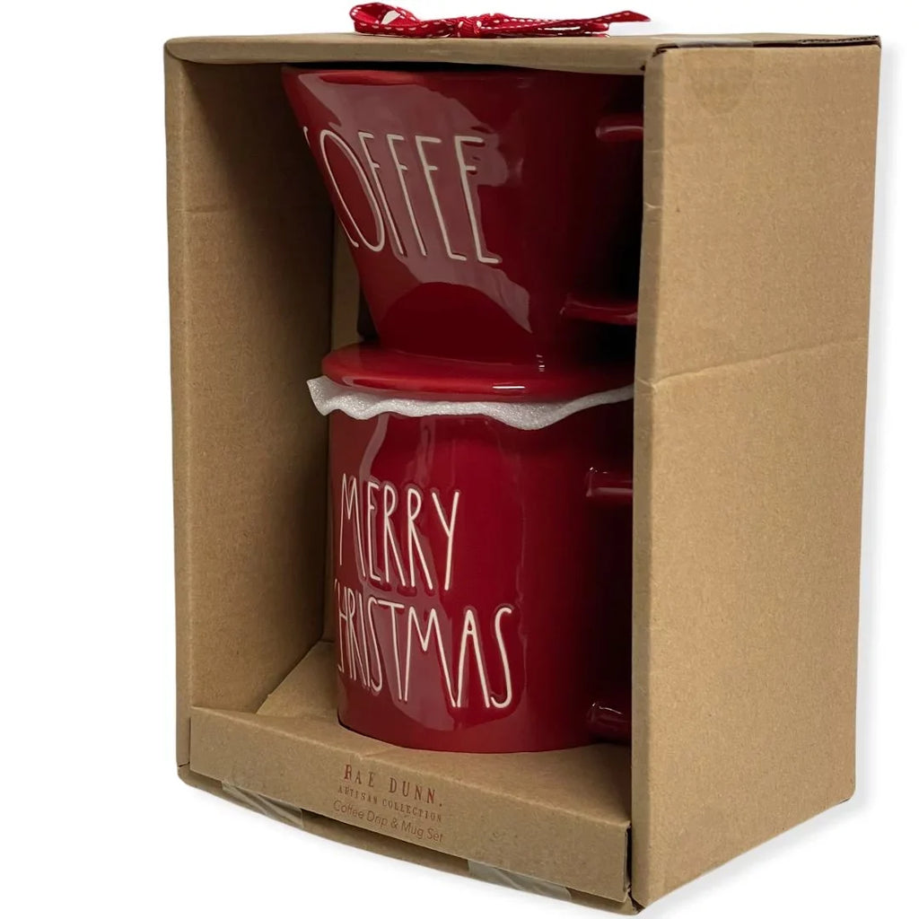 CHRISTMAS Gift Coffee Dunn Set Over Mug MERRY Rae Drip Pour