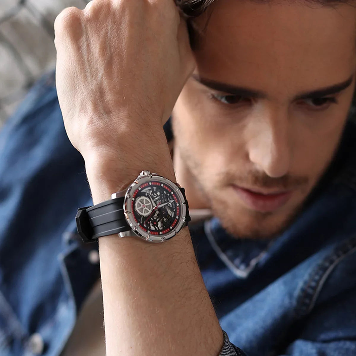 Mechanical for Mens Watch Fashion Waterproof Watch JV7011A1 Watch Skeleton JUVET Automatic Men