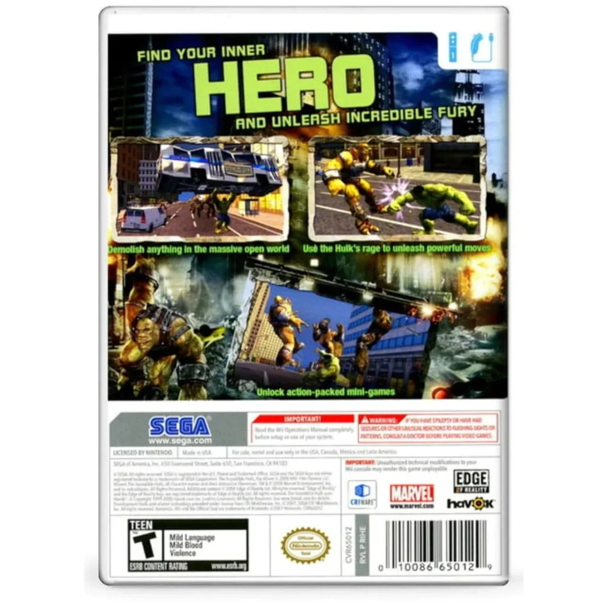 Incredible Nintendo Used - Wii Hulk (Used)