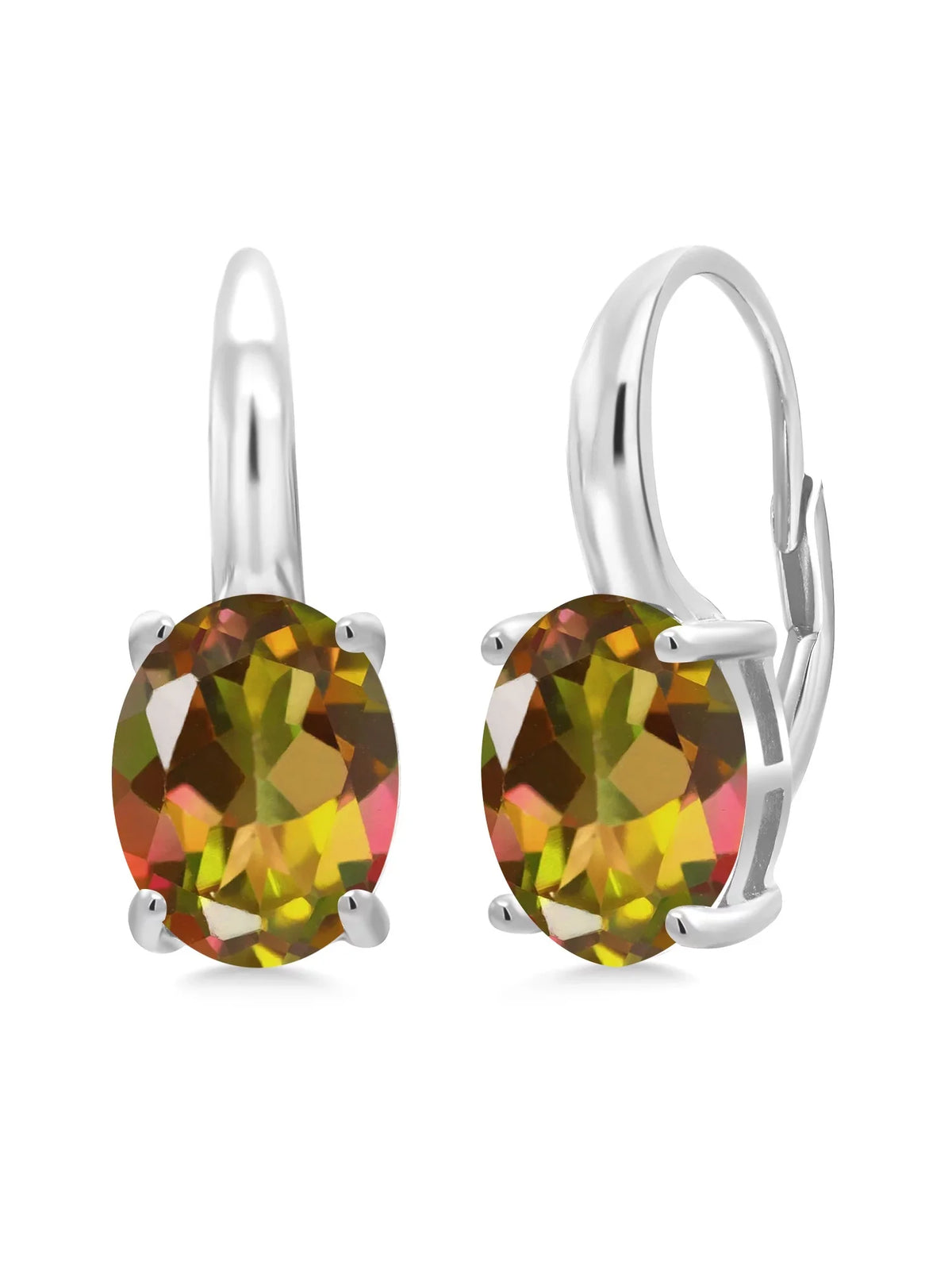 Ct Stone Mystic Gem Sterling King 925 Mango Oval Earrings Silver 9.00 Topaz