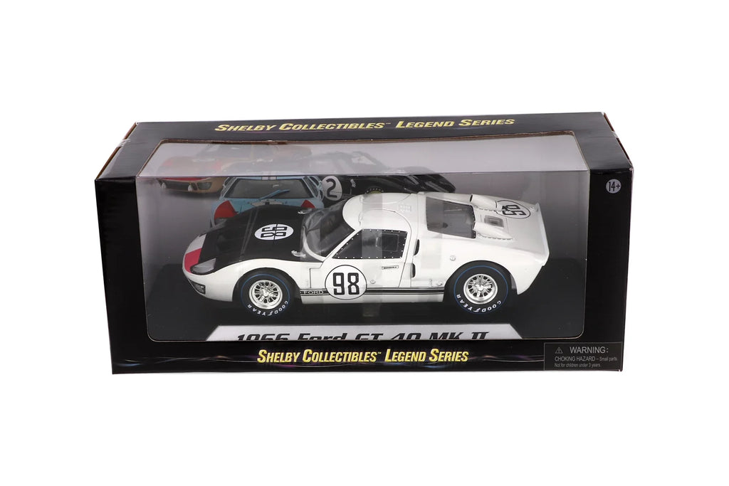 '- Car Toy Shelby Ford White Diecast - GT-40 Model II 1/18 SC415W #98, scale 1966 Collectibles Shelby MK