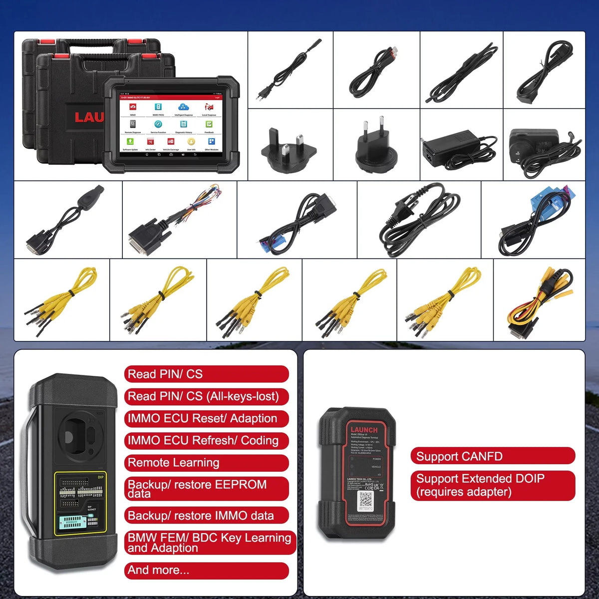 2024 Systems Diagnostic ,CANFD/DOIP,39+ IMMO Tool Key All Programmer Scan Launch XPROG-3 Car Newest ELITE X431 Services with