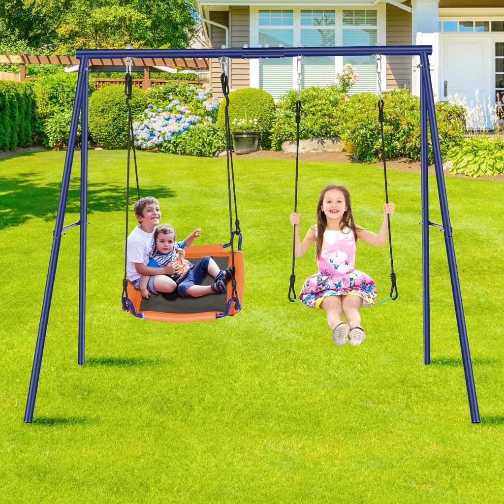 1Saucer Adjustable Set Kids Qhomic 2-in-1 Swing Seat, Set Swing Swing with for Seat Backyards, Swing Outdoor 440lbs Swing 1Belt with & Sets