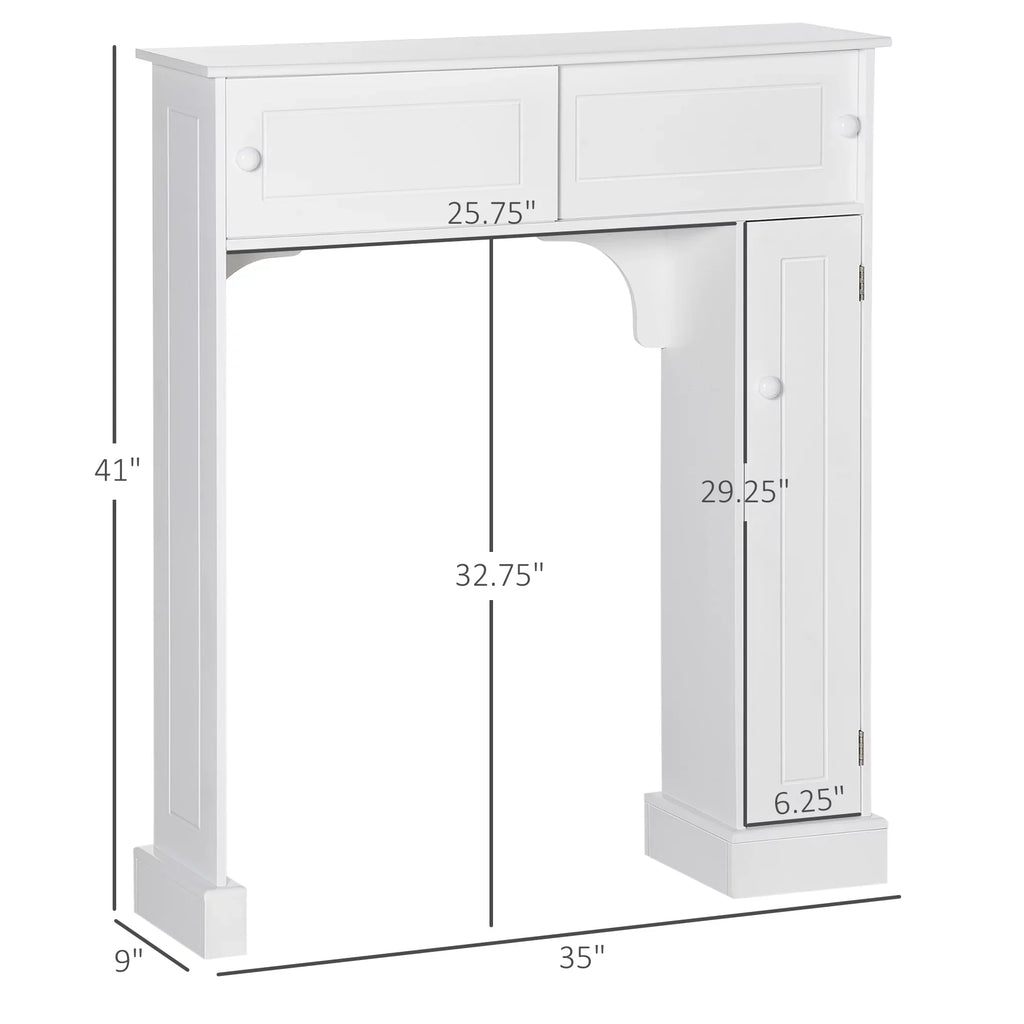 Shelves, Over Storage Toilet Toilet Rack, Organizer Freestanding White kleankin Adjustable Bathroom with the Cabinet, Bathroom