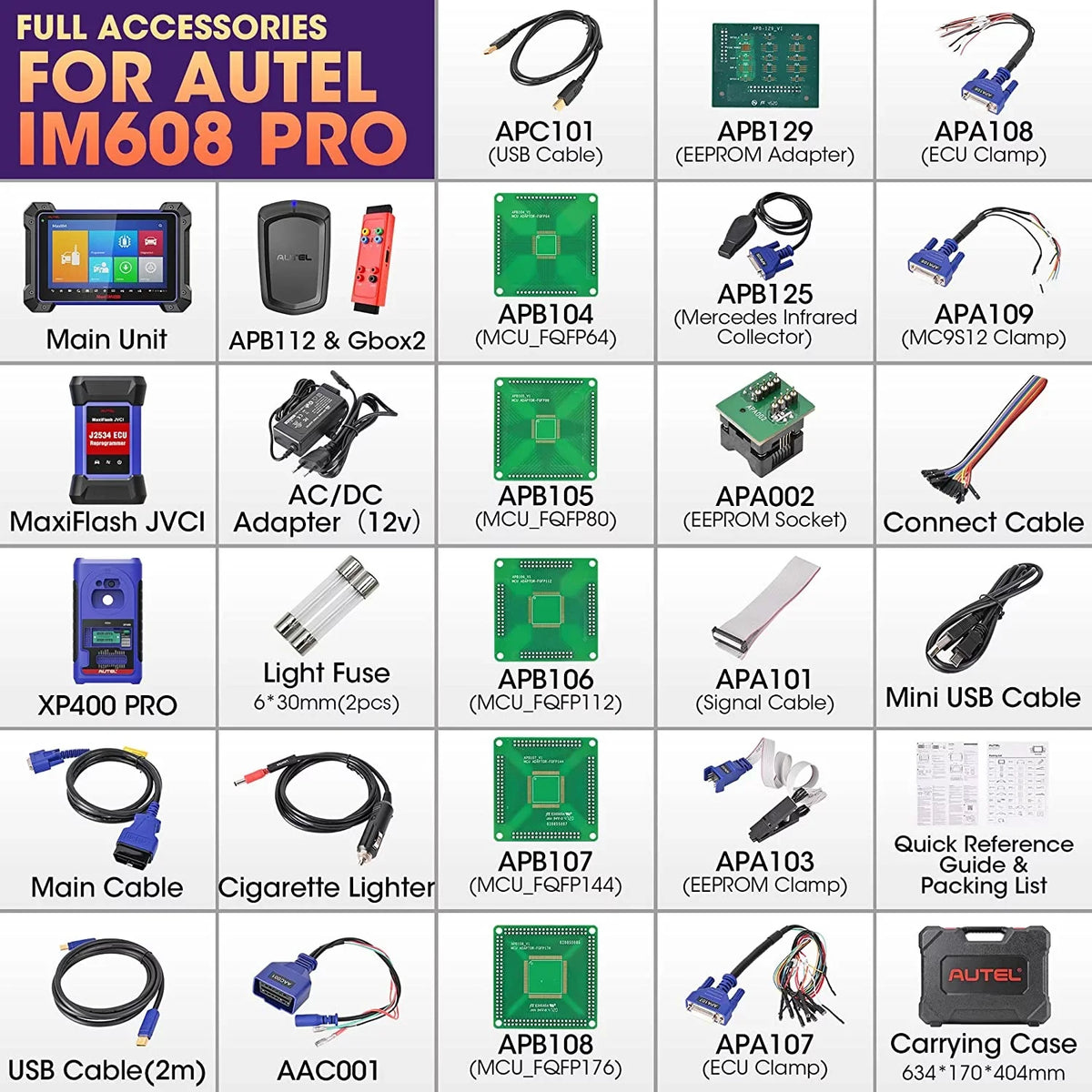 Car APB112, MaxiIM 2 Autel Pro Scan & Automotive Tool, Pro Key Programmer, Diagnostic Fob with Programming G-BOX2 IM608 XP400 Update Year IMKPA Free Key Kit,