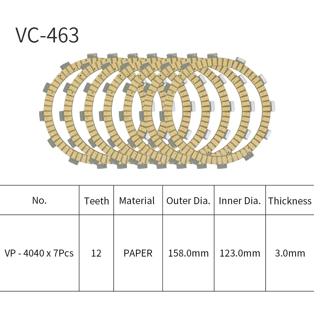 For ZR400 Paper Based LTD/ Clutch X/ EN500 PCS Vulcan Motorcycle 7 Kits VN400 ZZ-R400/ Vulcan Classic Zephyr Drifter/ ZRX400 ZR400 Friction EN450 ZRX400-II Kawasaki Plates 454 LTD/ 500
