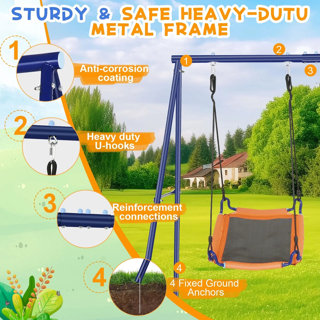 1Saucer Adjustable Set Kids Qhomic 2-in-1 Swing Seat, Set Swing Swing with for Seat Backyards, Swing Outdoor 440lbs Swing 1Belt with & Sets