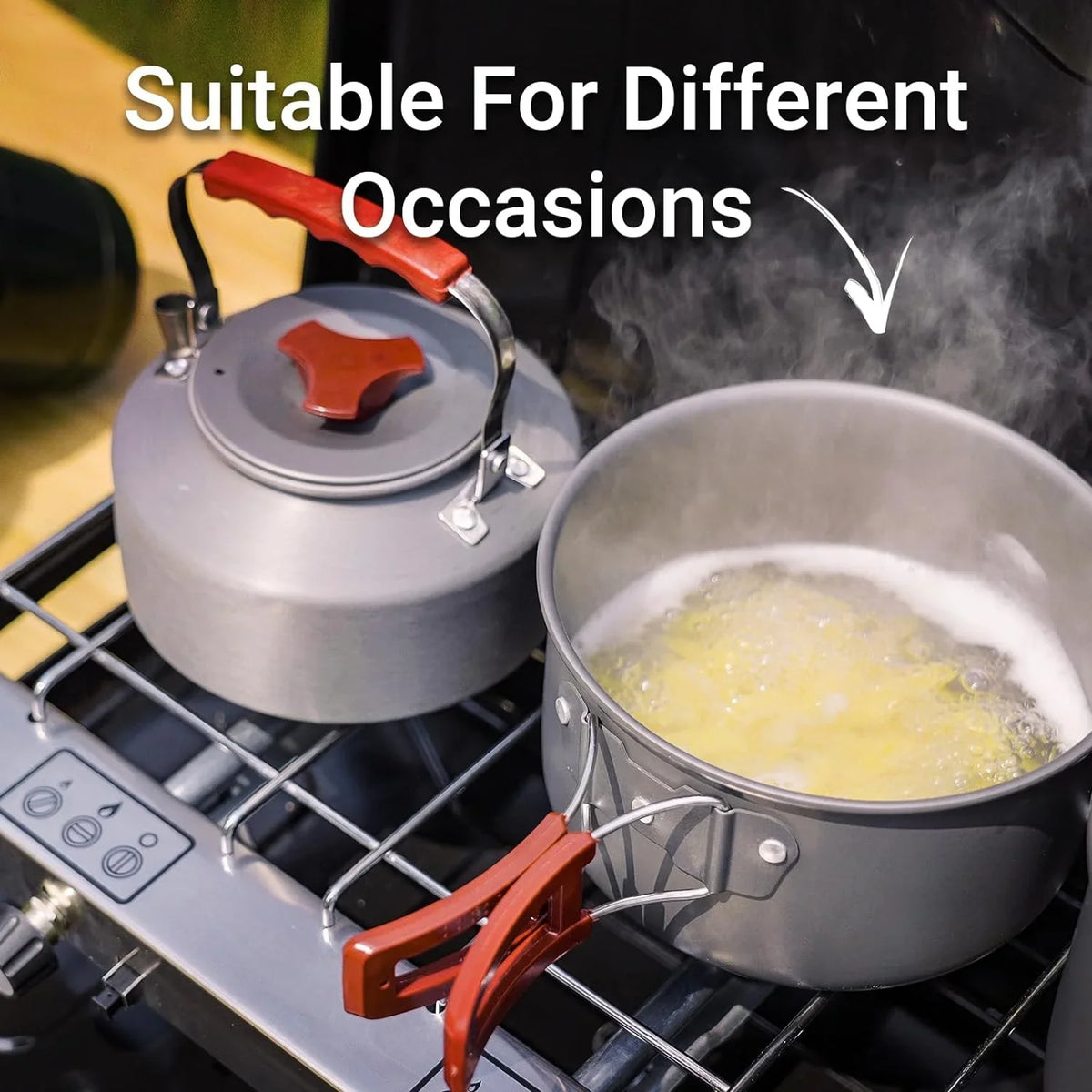 Push-Button Adjustable Camp Grill, and Ignition, 3-Burner 3 Camping Handle with Built-in Propane Portable Carrying Stove Stove 19800 Burners Camping BTUs, Portable Instant