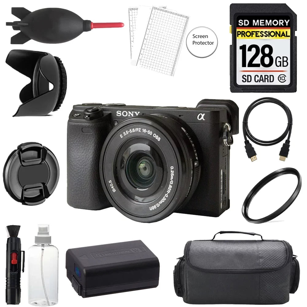 with Lens Bag+ 128GB Filter- UV Camera Digital + Kit Alpha Mirrorless Basic a6400 Sony + 16-50mm