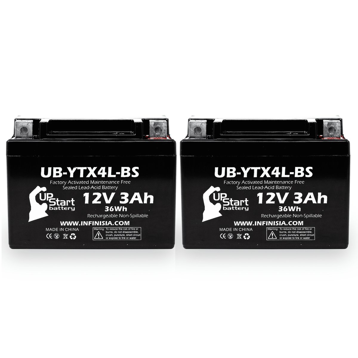 UB-YTX4L-BS Bombardier Maintenance 3Ah, 90CC 2-Pack Activated, Quest Factory - DS90, (Can-Am) 2008 Replacement Free, 12V, ATV DS90F, Battery
