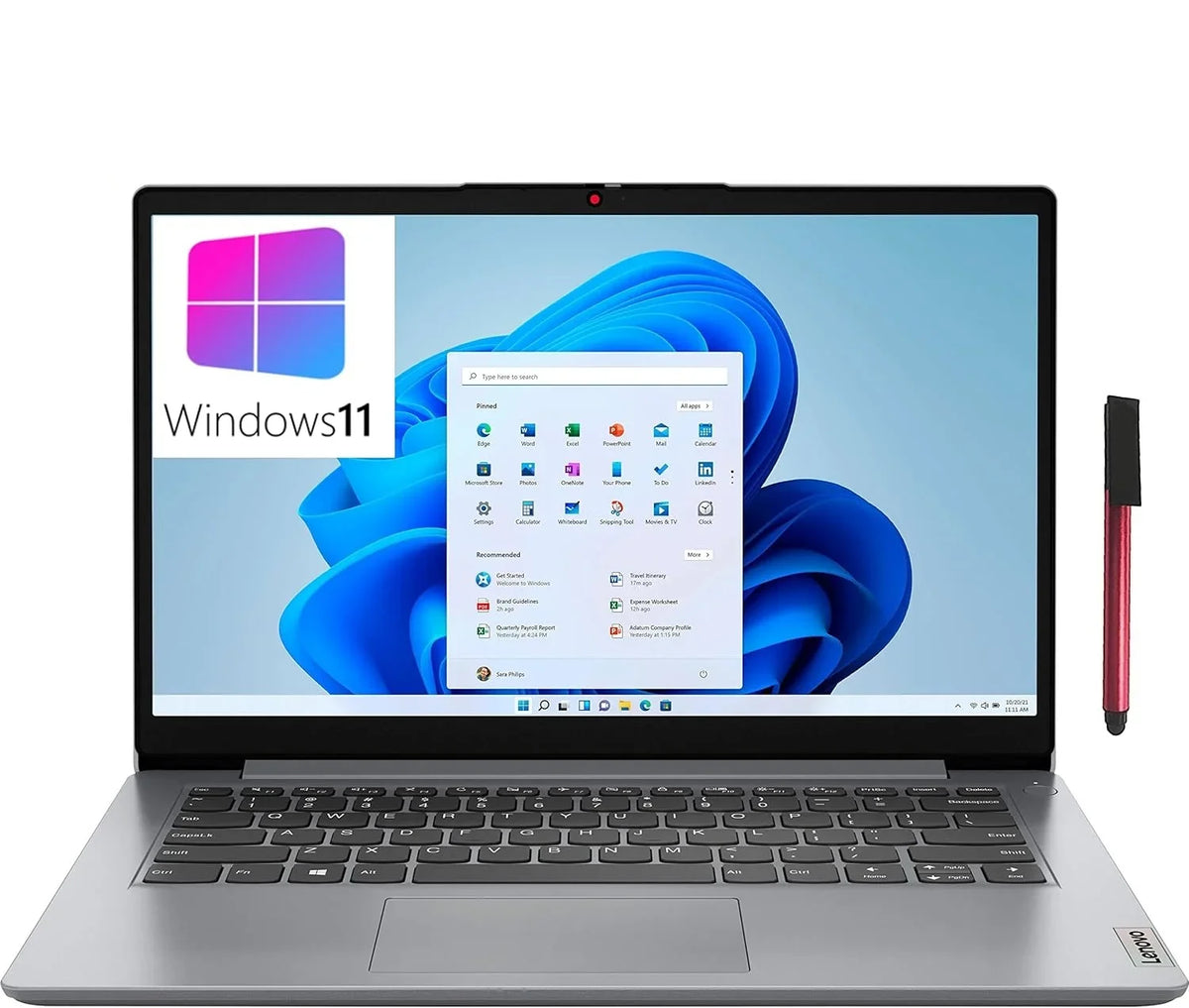 Windows RAM, 128GB 365, SD S Bluetooth 14" eMMC IdeaPad Processor, 1-Year WiFi DDR4 N5030 1i Cloud + 11 Pentium 5.1, 64GB Intel 6, 4GB Grey, Laptop Office Card, Computer, Silver Lenovo