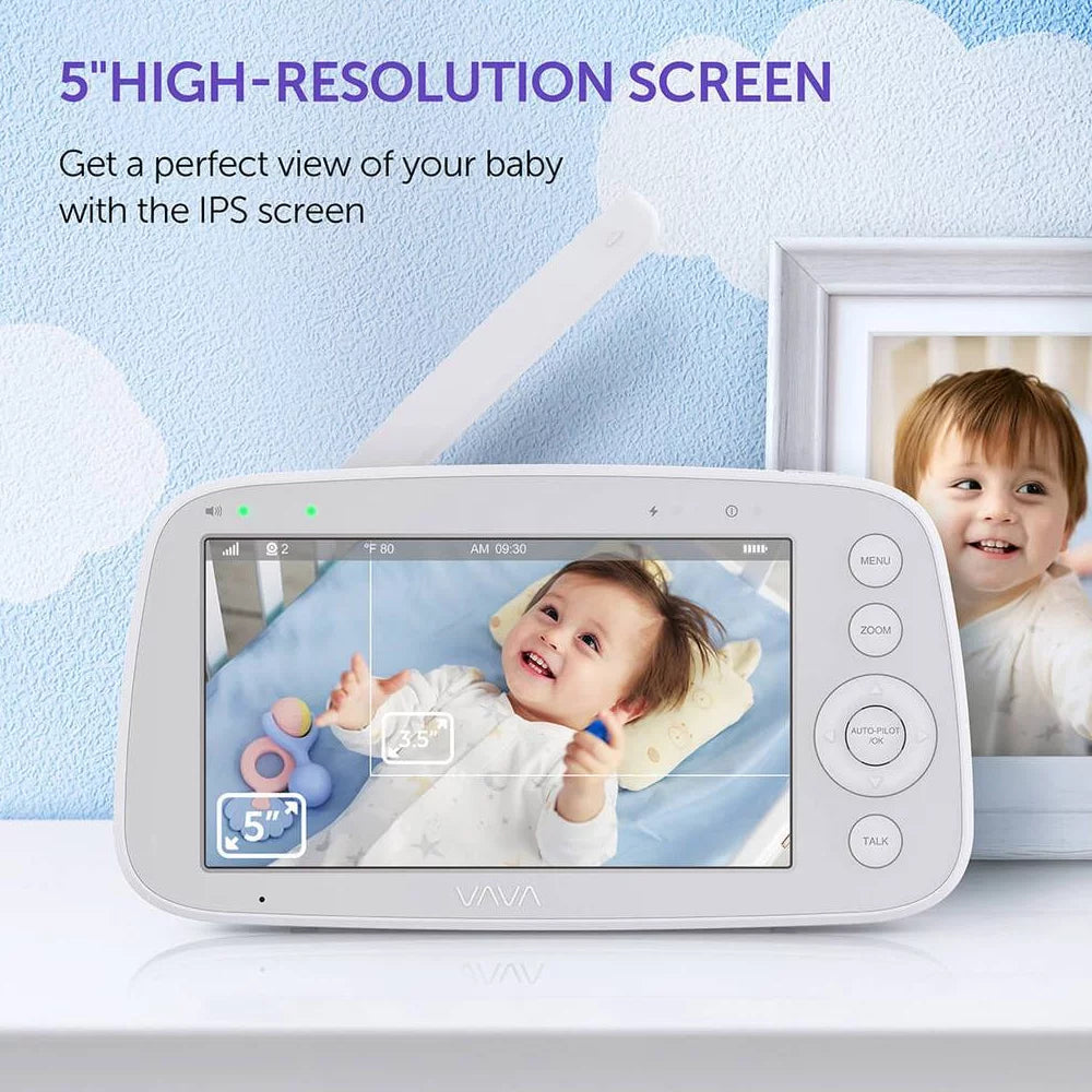 Handheld and Screen 2-Way Monitor 720P with Baby White 5" VAVA Audio, Video