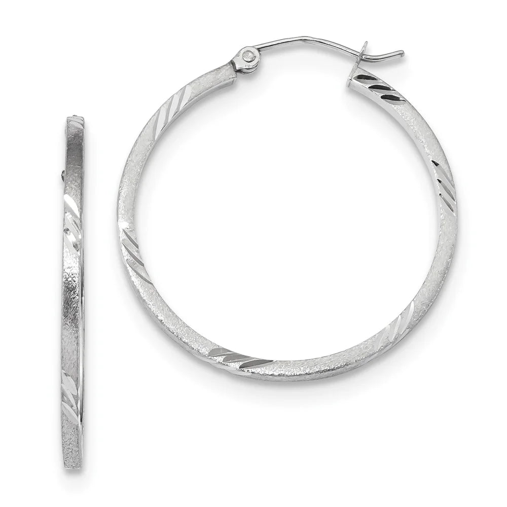 White Tube Square Adults Real and and Satin Earrings; Gold 14kt Teens; for Princess for Diamond-cut Men Women Hoop