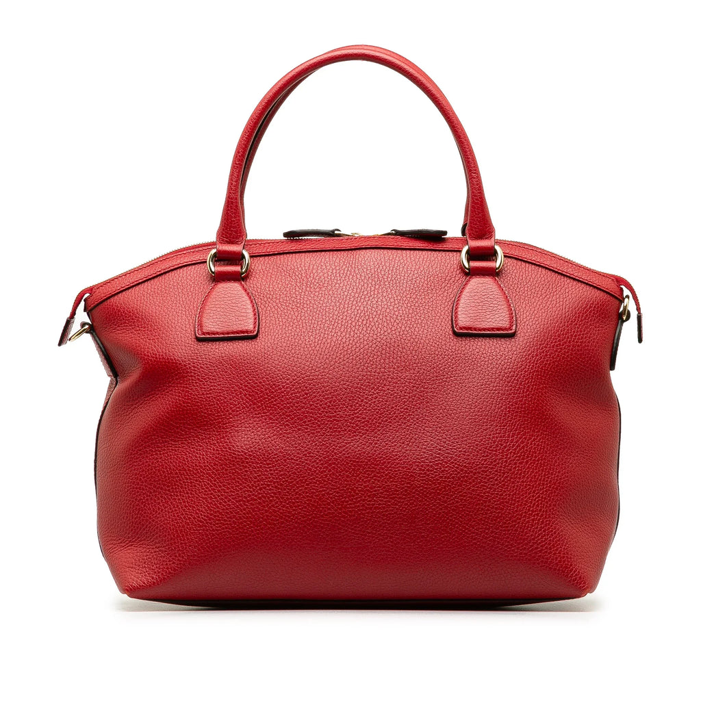 Pre-Owned Charm Unisex Calf Authenticated Gucci Red Dome (Good) Convertible Leather Satchel GG