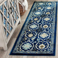 7' SAFAVIEH Charlotte x Floral Rug, Runner Geometric Evoke 2'2" Royal/Ivory,