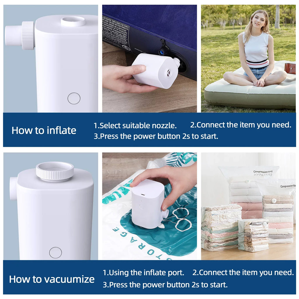 Deflator Air Ring Quick Pool Pumps Nozzles with 2500mAh Inflatables Swimming Inflator Air Pump Air for CACAGOO Battery Pump with USB Mattress Air Electric 5 Bed Toy