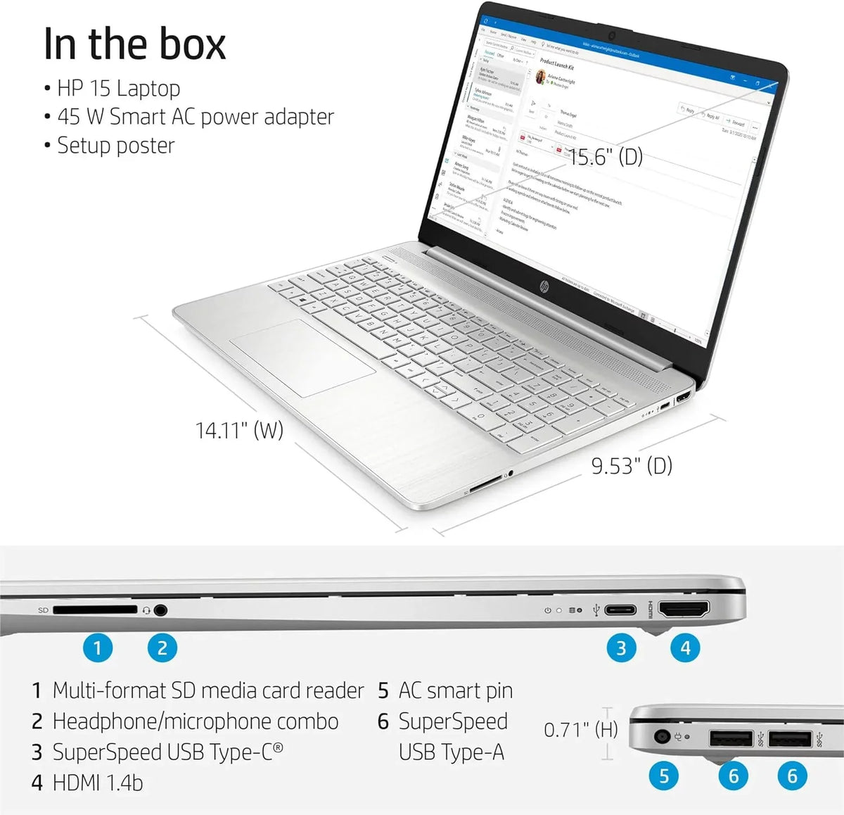 Xe Silver, HP Natural Graphic, Laptop SSD, 16GB i5-1135G7, Windows 15 Full 4-core Wi-Fi BT 15.6" 11 Iris Intel PCIe Home HD Business RAM, 512GB 6, 4.2, Computer,
