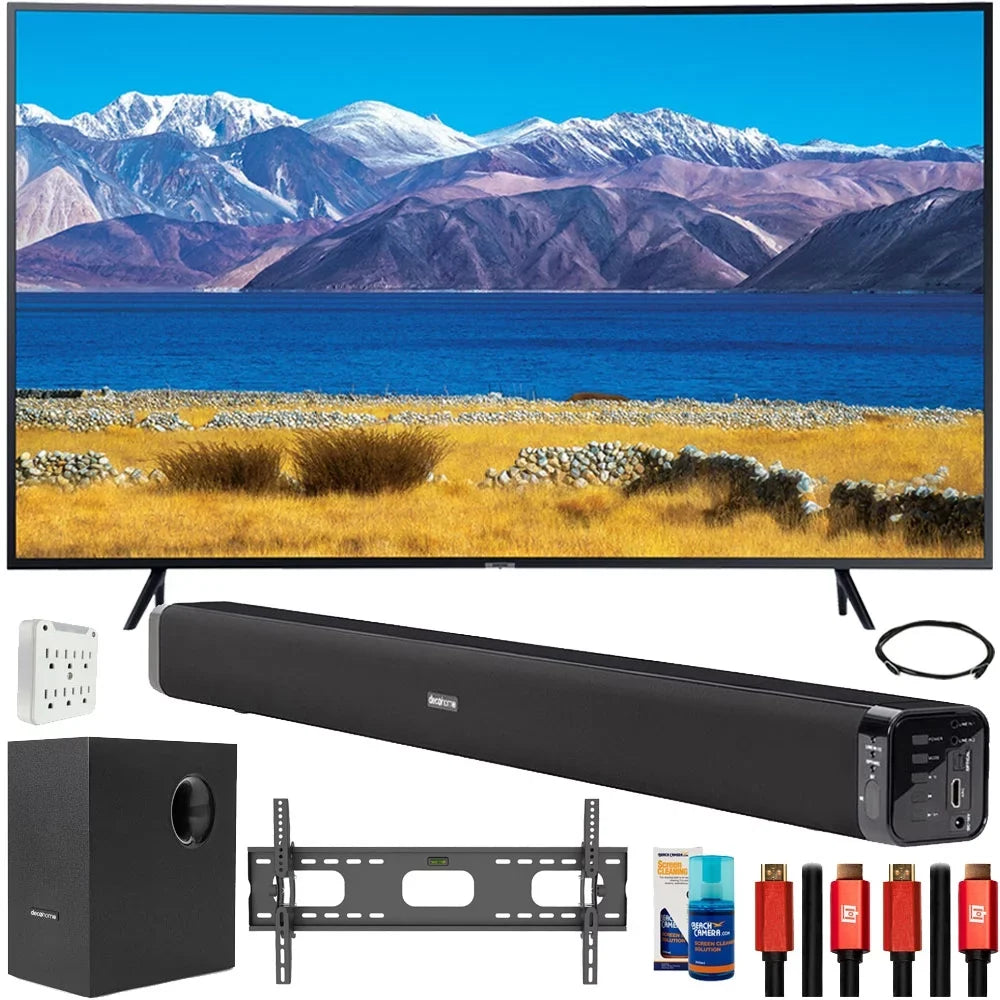 HDR with Bundle Theater 55" TV Smart (2020) UHD Curved Gear Soundbar Samsung Deco Home UN55TU8300 4K