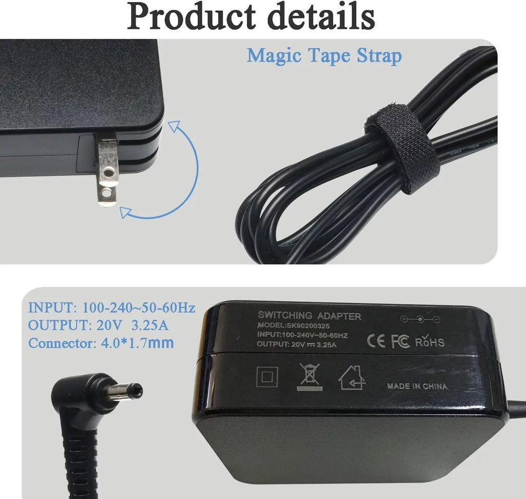Charger P/N: 310 for 4 Lenovo IdeaPad Laptops Ac 100 110 1480 65W 100s/YOGA 510 510s 710 Adapter 510/Flex 710s 1580 710