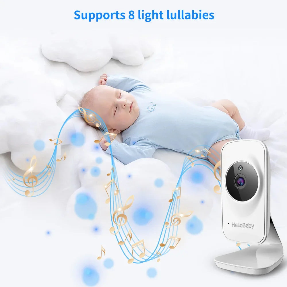 Lullaby, and 5 Baby Video 5" Screen, Mode Audio Two with Night VOX HelloBaby Camera, Camera LCD and Monitor Temperature Way Infrared Display, Vision, Audio, inches Monitor Color