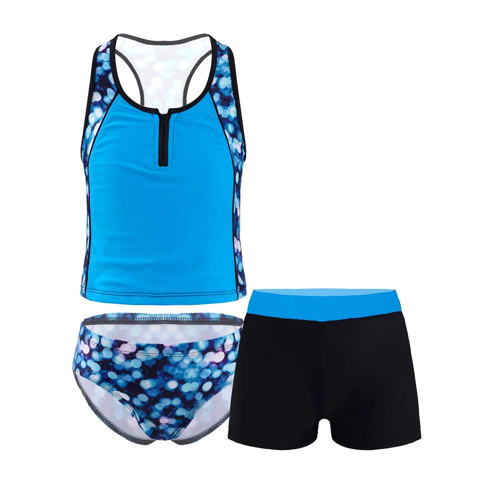 Swimwear,Sizes Pieces Blue Set Tankini Girls Hawaii Summer Bathing Floral 3 Swimsuit INHZOY Suit 4-16 Beach 8