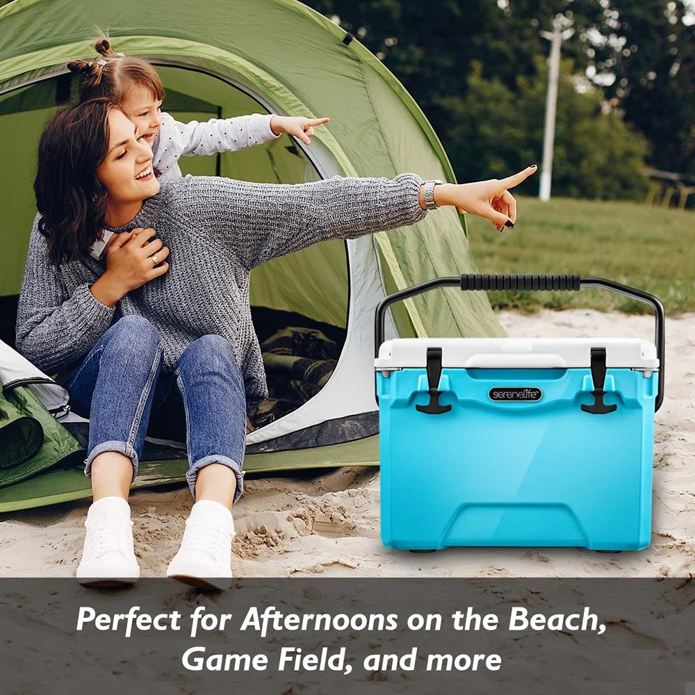 25 Heavy-Duty Box Lightweight Cooler Handles, Cooler Portable SereneLife Ice W/ Travel (Blue) Quart