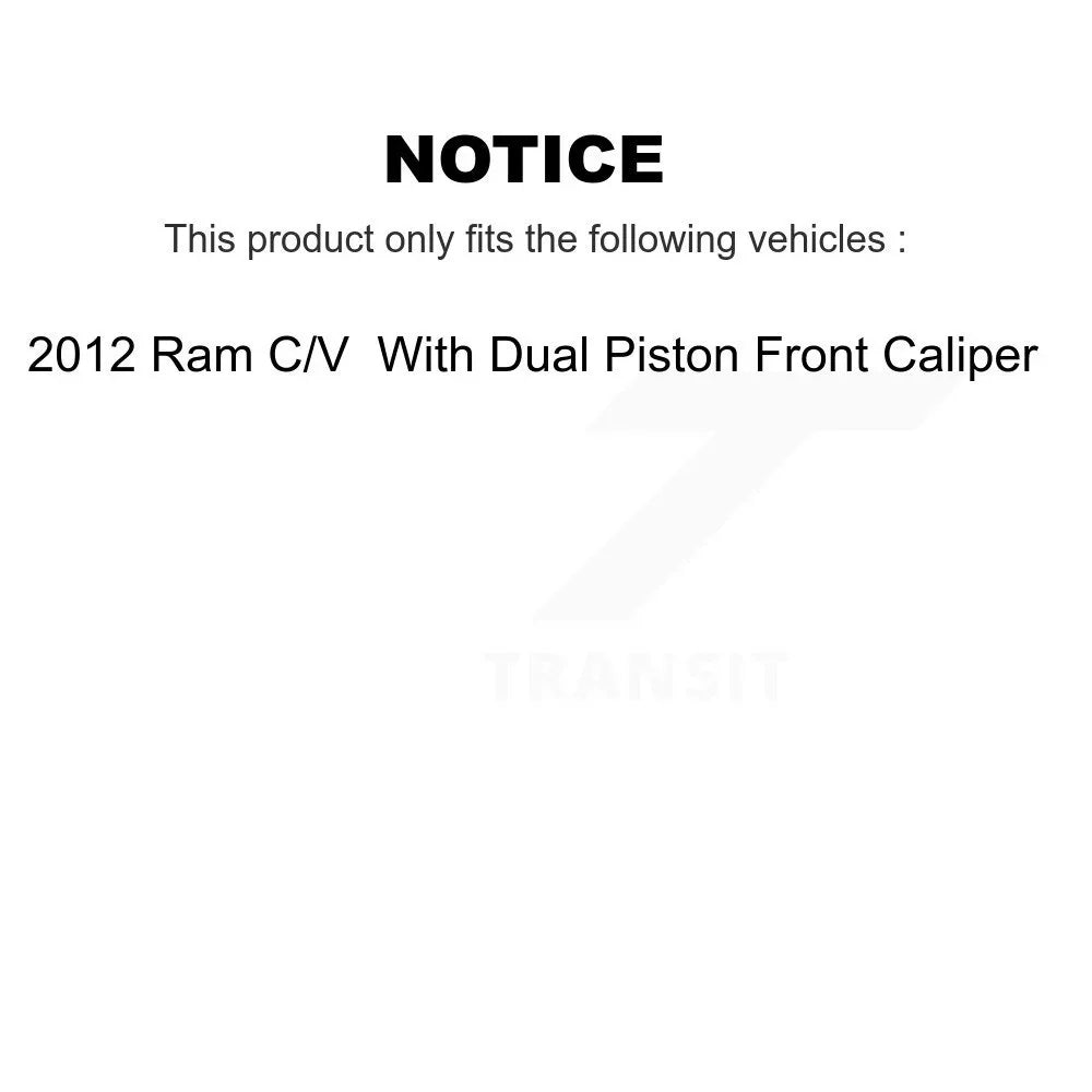 Rear C/V Auto For Slotted With Front Semi-Metallic Transit Brake Kit Ram Drilled KCD-100635P Coated Pads Rotors And 2012 Caliper Piston Disc Dual