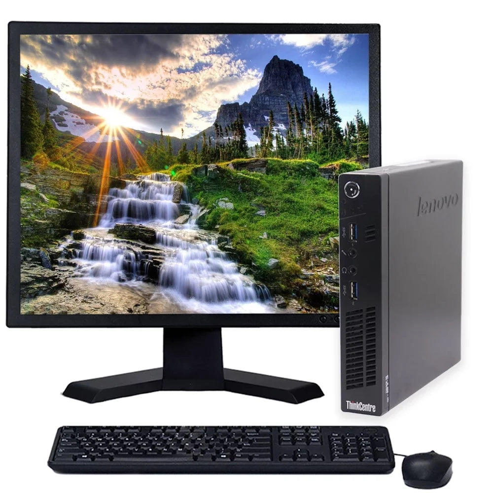 Wi-Fi 19" Mouse Windows 10 Core 1TB PC Monitor RAM Lenovo i5 Intel 8GB Micro and Keyboard M73 HDD Desktop LCD ThinkCentre Computer 2.9GHz