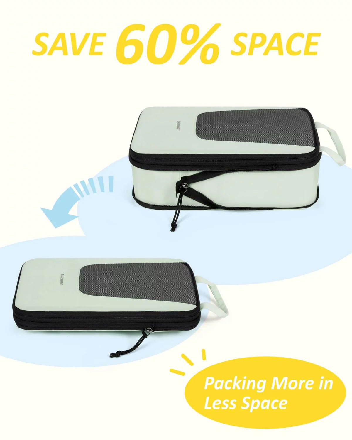 Packing Green Packing Travel Pcs for Organizers Accessories, Lightweight BAGSMART Cubes Storage for Suitcase Compression 6 Travel, Foldable Bags Luggage Expandable
