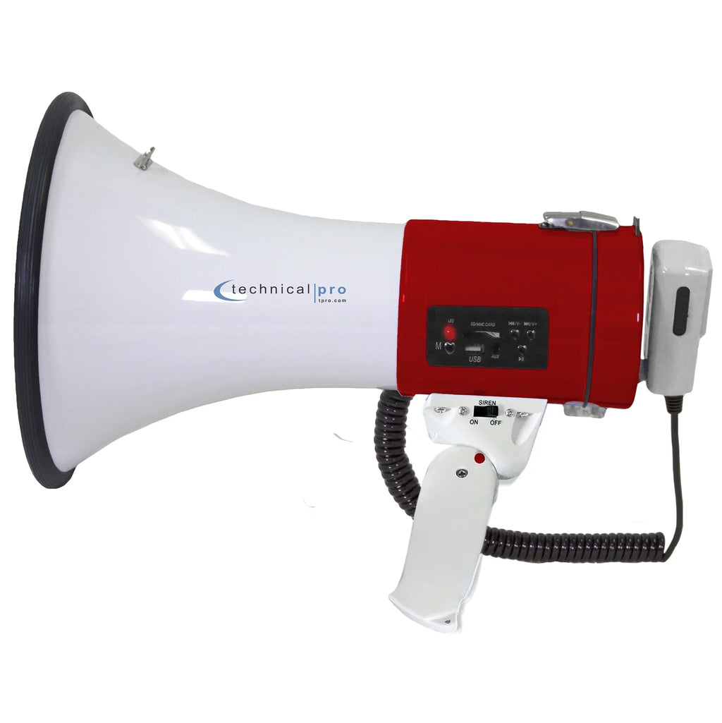 Microphone, Police for Professional Strap Pro Voice Speaker - w/Detachable leading Cheer Bullhorn PA 75-Watt Megaphone - And Portable Detachable Red Outdoor Bullhorn Technical Lightweight Siren