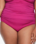 18W Bottom, High-Waist Plus PLUMERIA Shirred US Ralph Swim Lauren Size