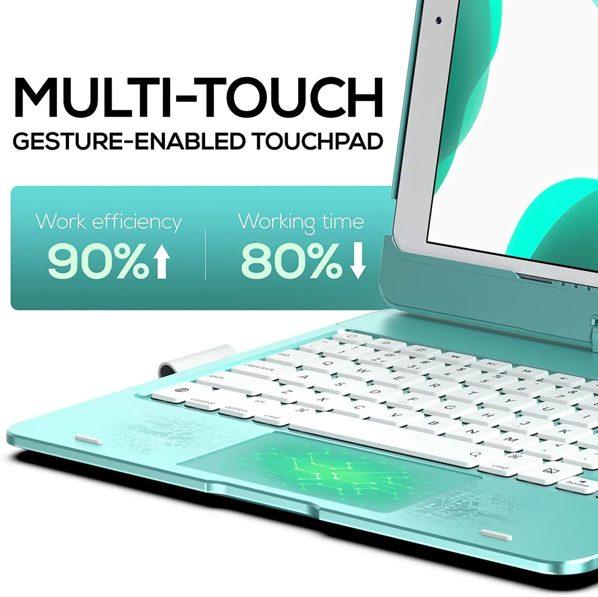 for Keyboard iPad (2020), iPad Gen, Generation with Holder 8th (Seafoam) Typecase Pencil 7th (2021), Wireless 3, Trackpad Generation with Slim 9th Pro 10.2-inch Case Protective Backlit Air 10.5, Cover